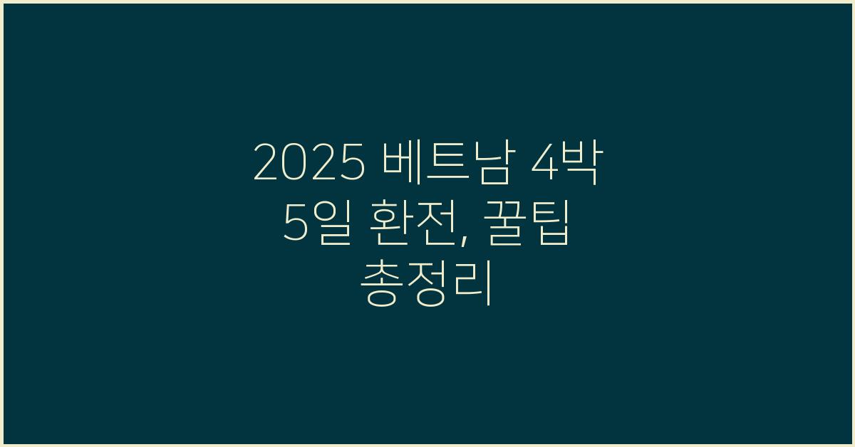 2025 베트남 4박 5일 환전