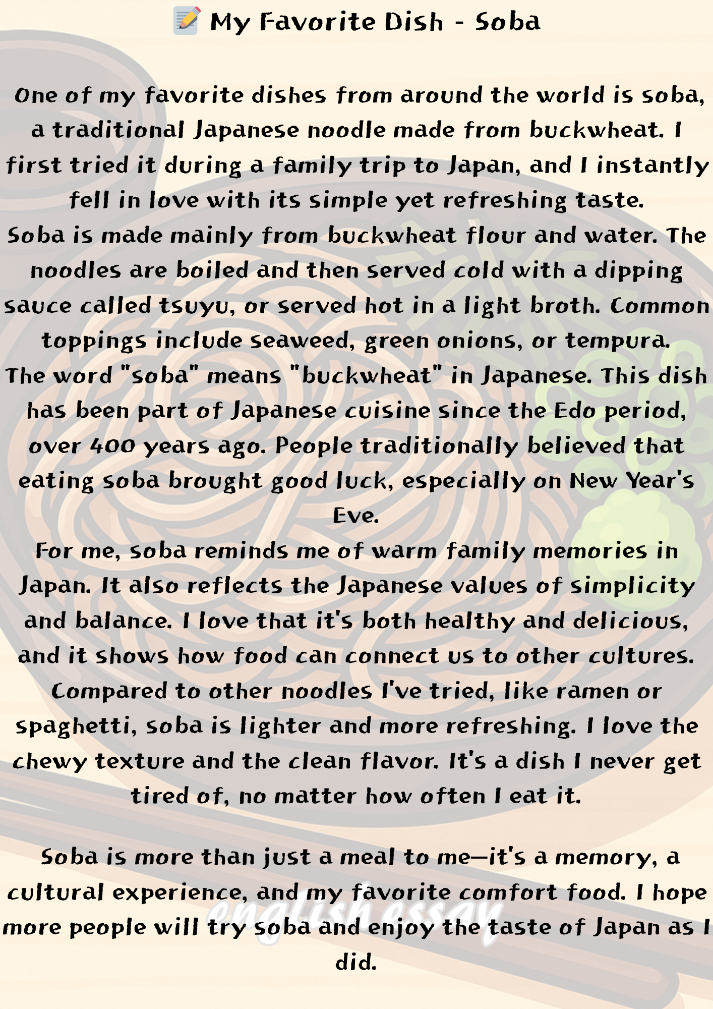 My Favorite Dish &ndash; Soba