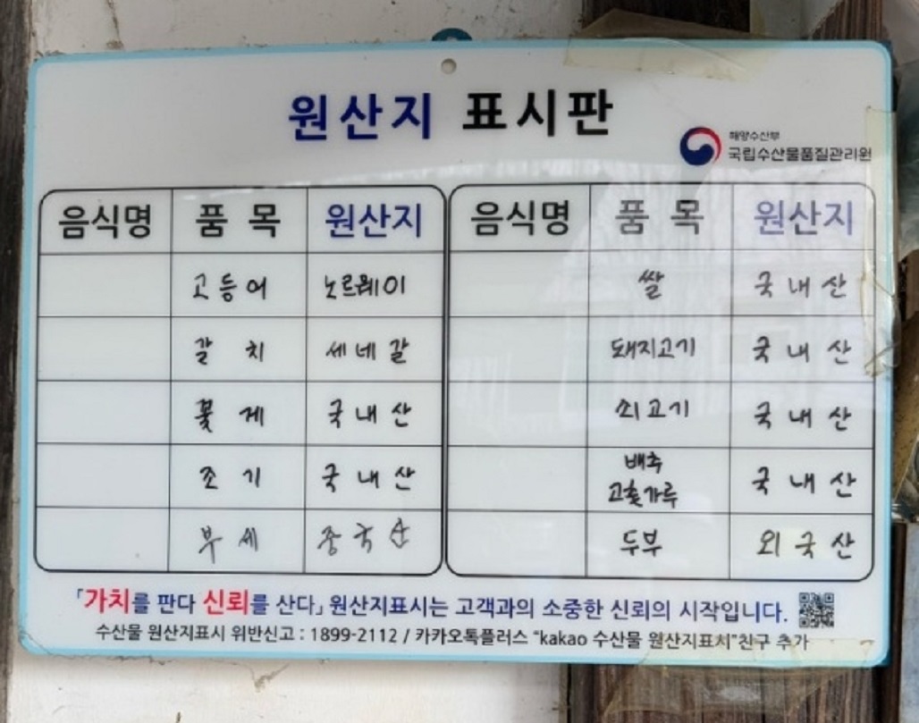 원산지표시판