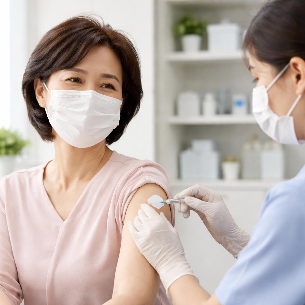 환자가 독감백신을 맞고 있는 모습