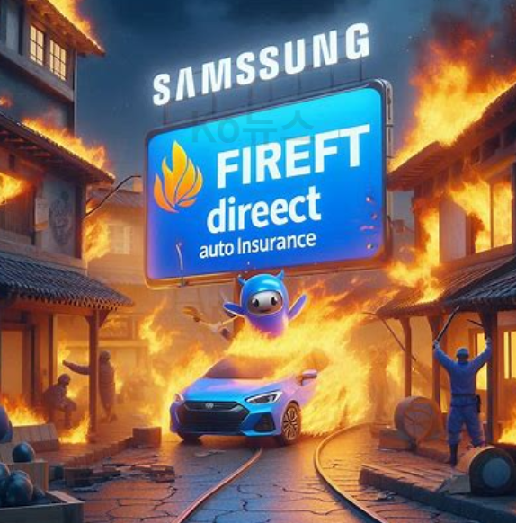 삼성화재-다이렉트-자동차보험-불타는-모습을-표현한-사진