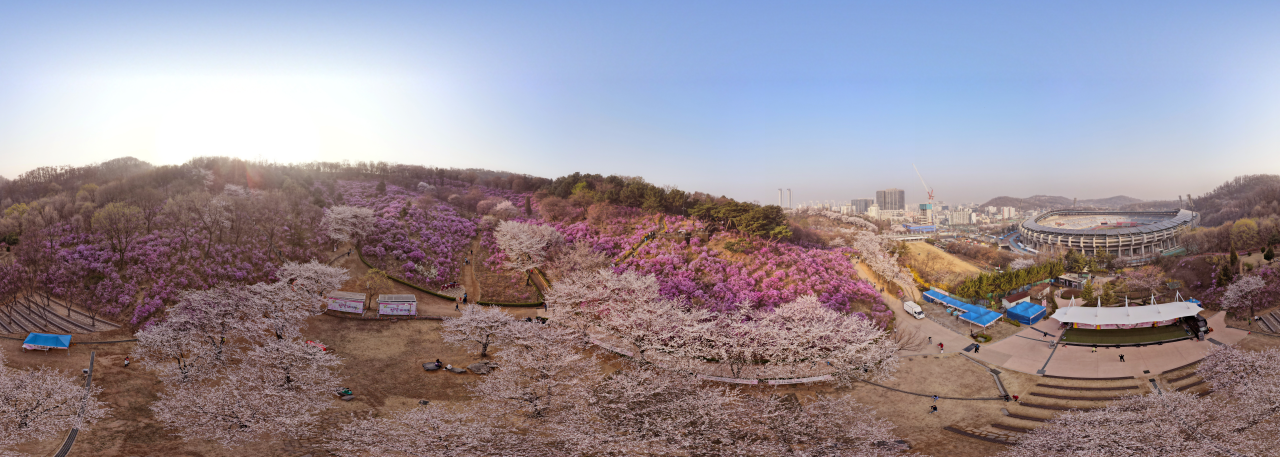 부천종합운동장과-진달래-군락지-전경