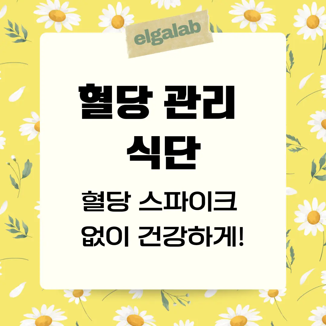 혈당 스파이크 없는 혈당 관리 식단