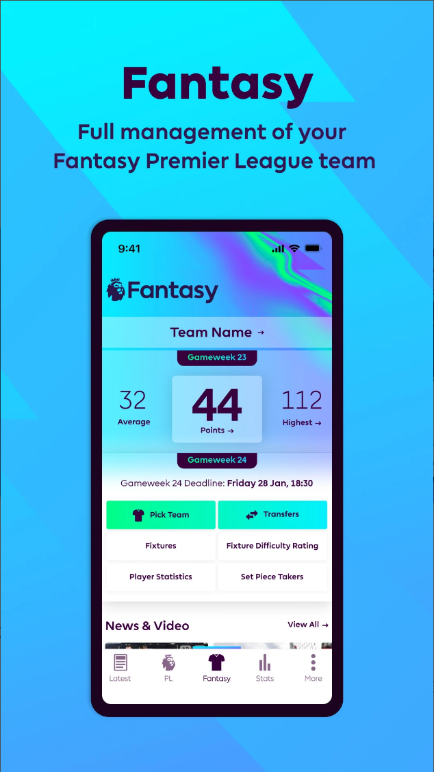 프리미어리그, 프리미어리그 순위, 프리미어리그 일정, Premier League, Official App