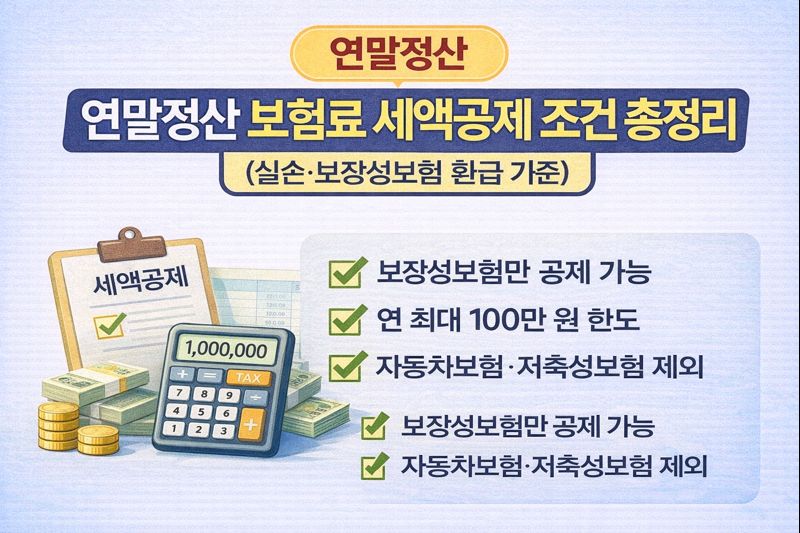 연말정산 보험료 세액공제 조건 총정리 (실손&middot;보장성보험 환급 기준)