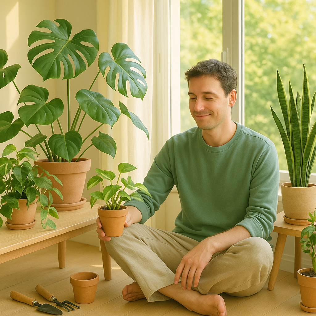 반려식물을 키우는 모습