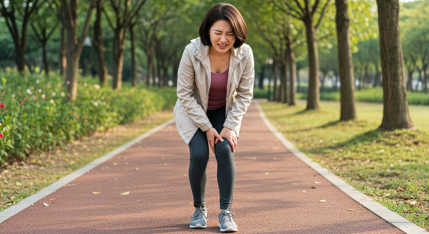 골다공증 때문에 아파하는 여성