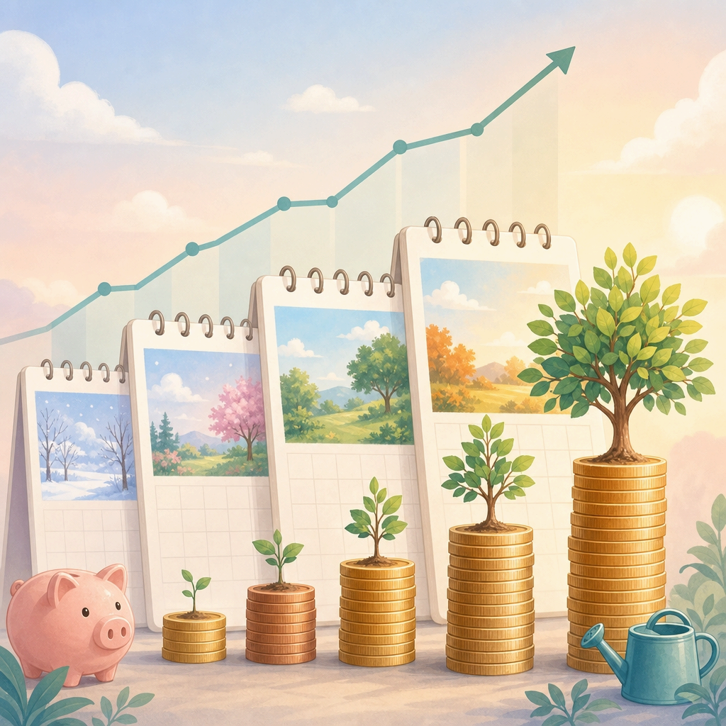 ETF 장기 투자 복리 효과 그래프 일러스트