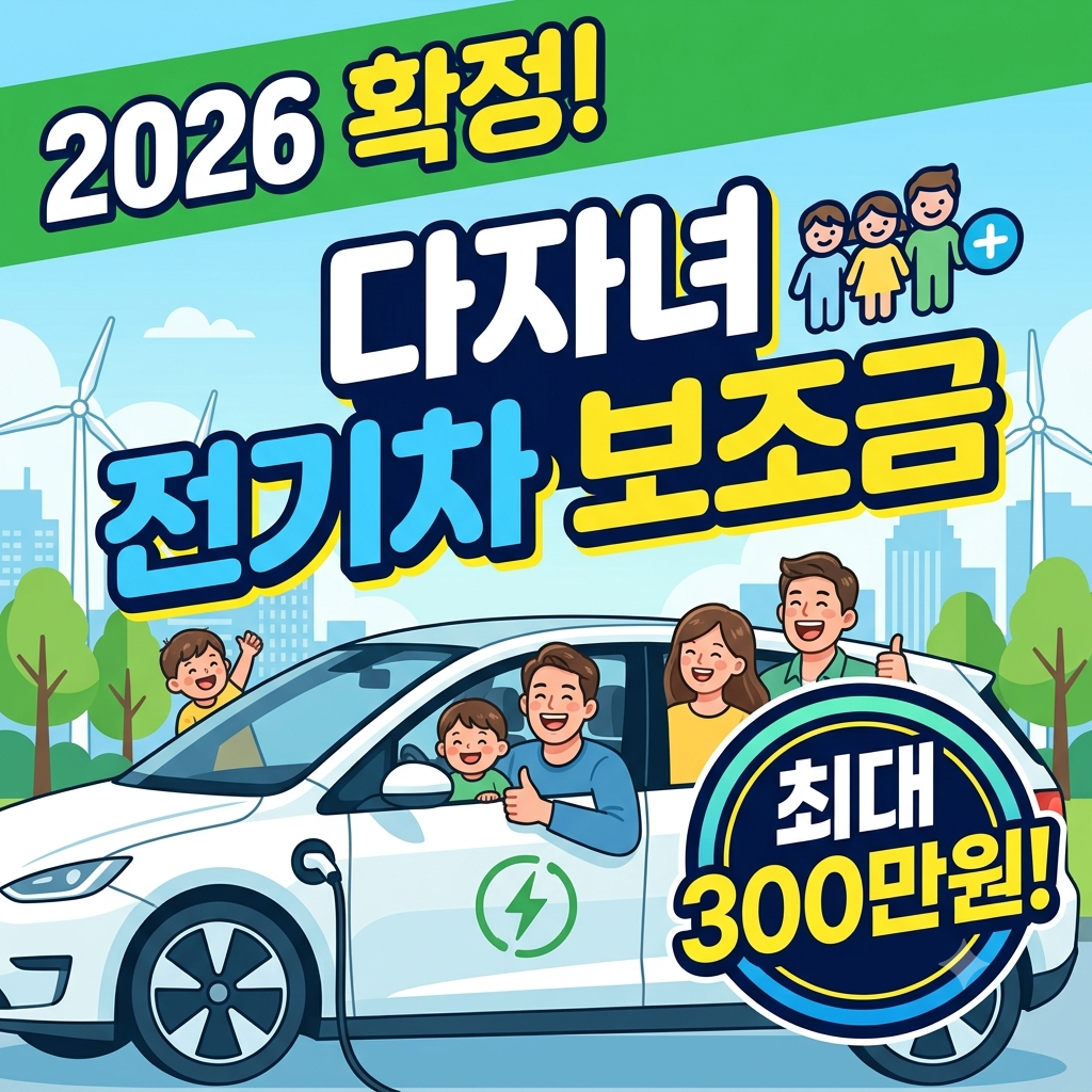 2026 다자녀 전기차 보조금 확정 최대 300만원