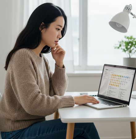 MBTI로 성향을 분석하는 여성 이미지