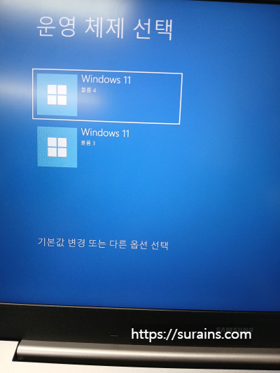운영체제 부팅 시 볼륨 선택 없애기 방법 후기