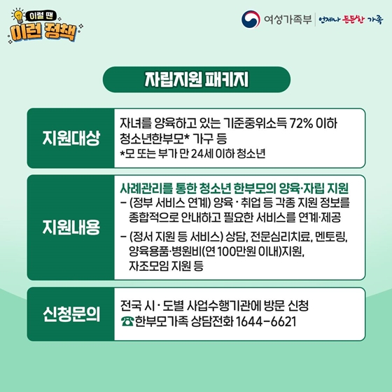 한부모가족 복지서비스