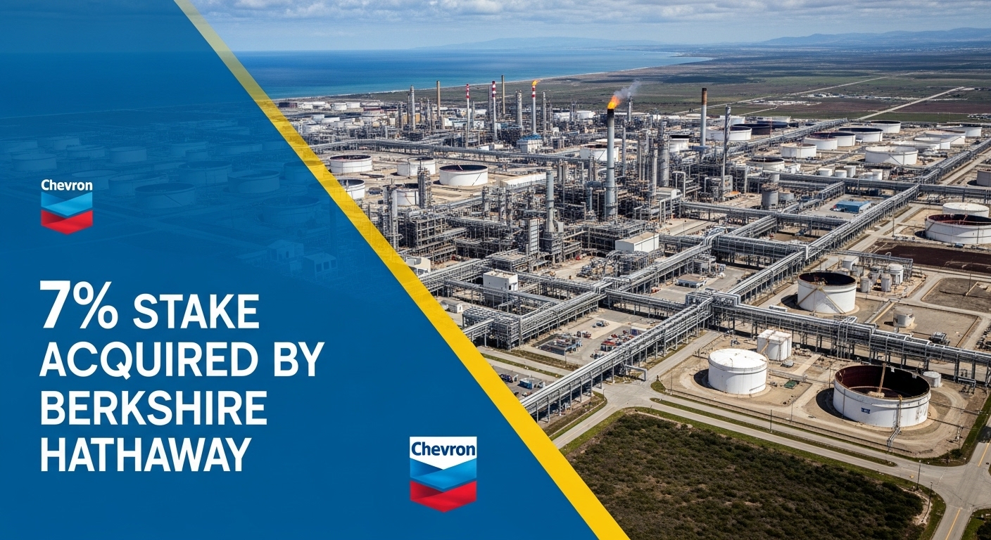 셰브론의 정유 시설과 함께 7% 지분율을 표시하는 차트 이미지