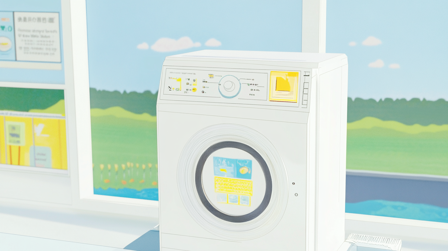 물 절약 등 환경 친화적 요소를 갖춘 미래 지향적인 에너지 효율적 삼성 세탁기의 모습.