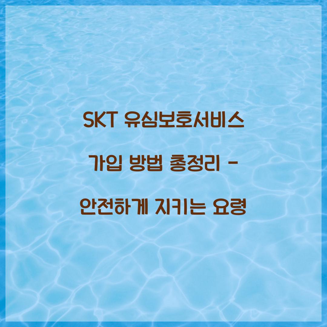 SKT 유심보호서비스 가입 방법 총정리