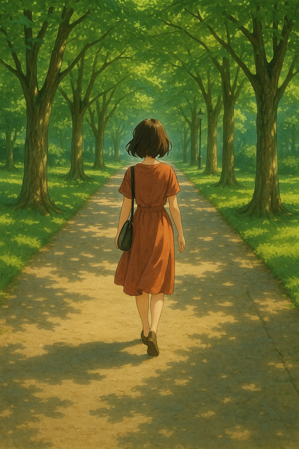 숲이 건네는 인사 속을 천천히 걷는 걷는 여행자