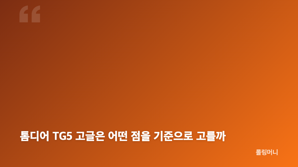 톰디어 TG5 고글 착용감과 주요 특징