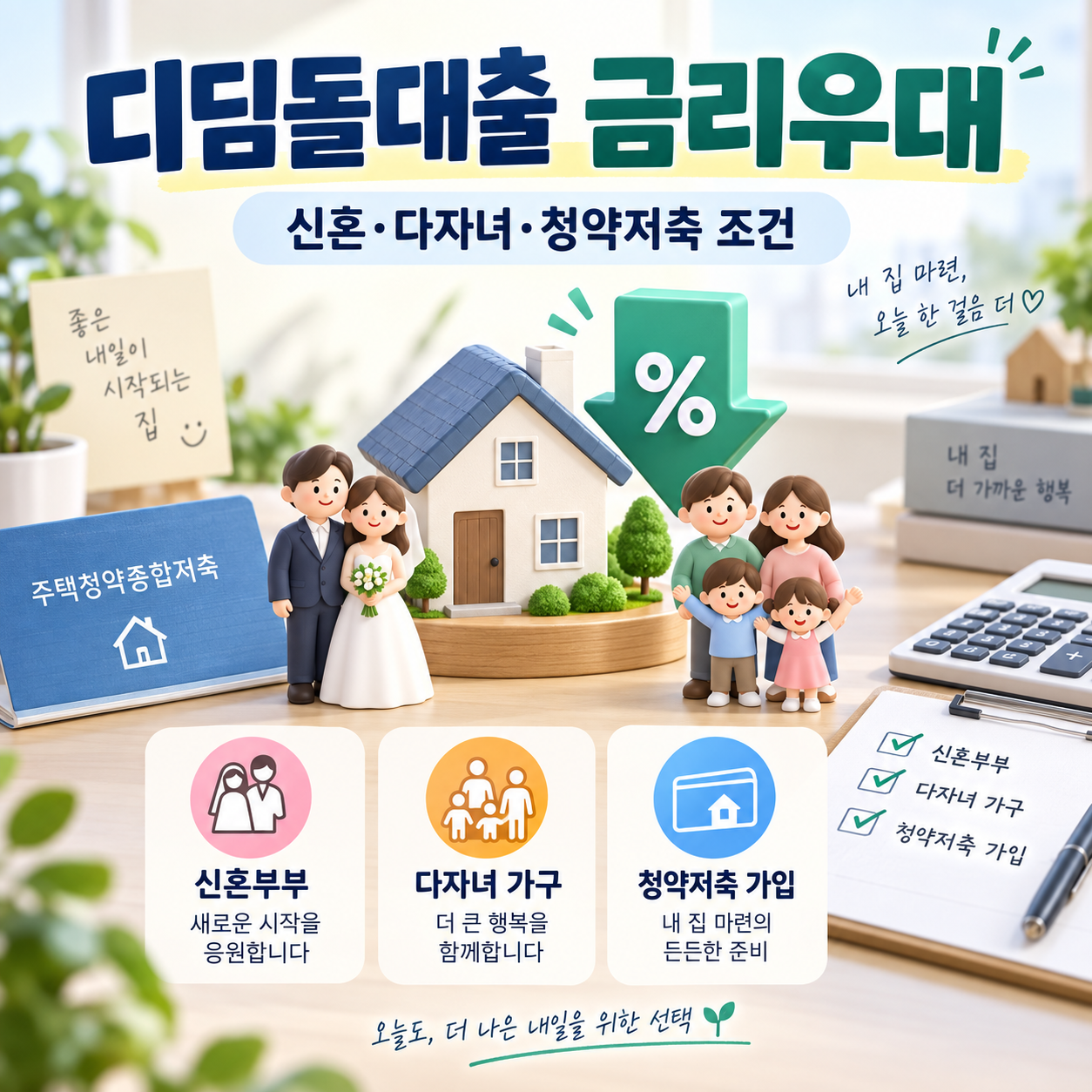 디딤돌대출 금리우대 받는 법 - 신혼부부&middot;다자녀&middot;청약저축 조건