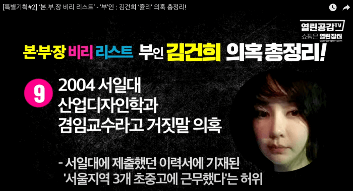 김건희 윤석열 최은순 장모 가족관련 의혹 리스트 