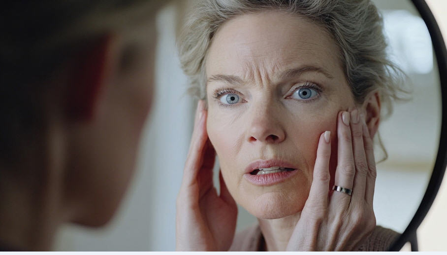 중년 여서의 피부관리의 중요성을 위한 사진