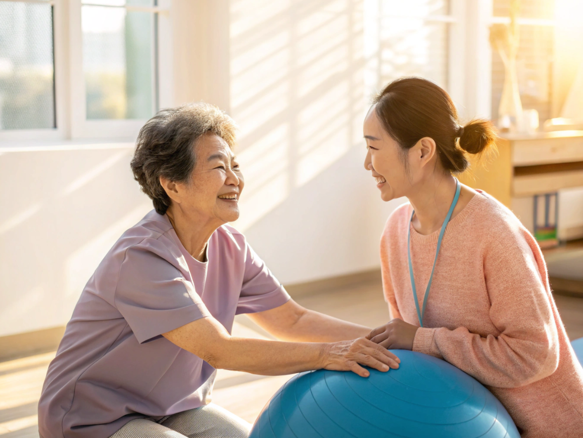 다계통 위축증 환자가 재활치료 받는 모습