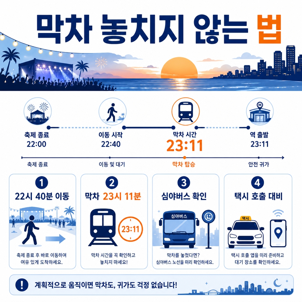 축제 끝난 뒤 지하철 막차 확인하는 방법