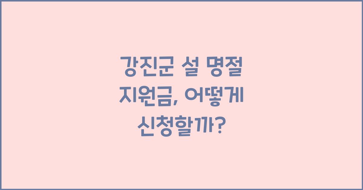 강진군 설 명절 지원금