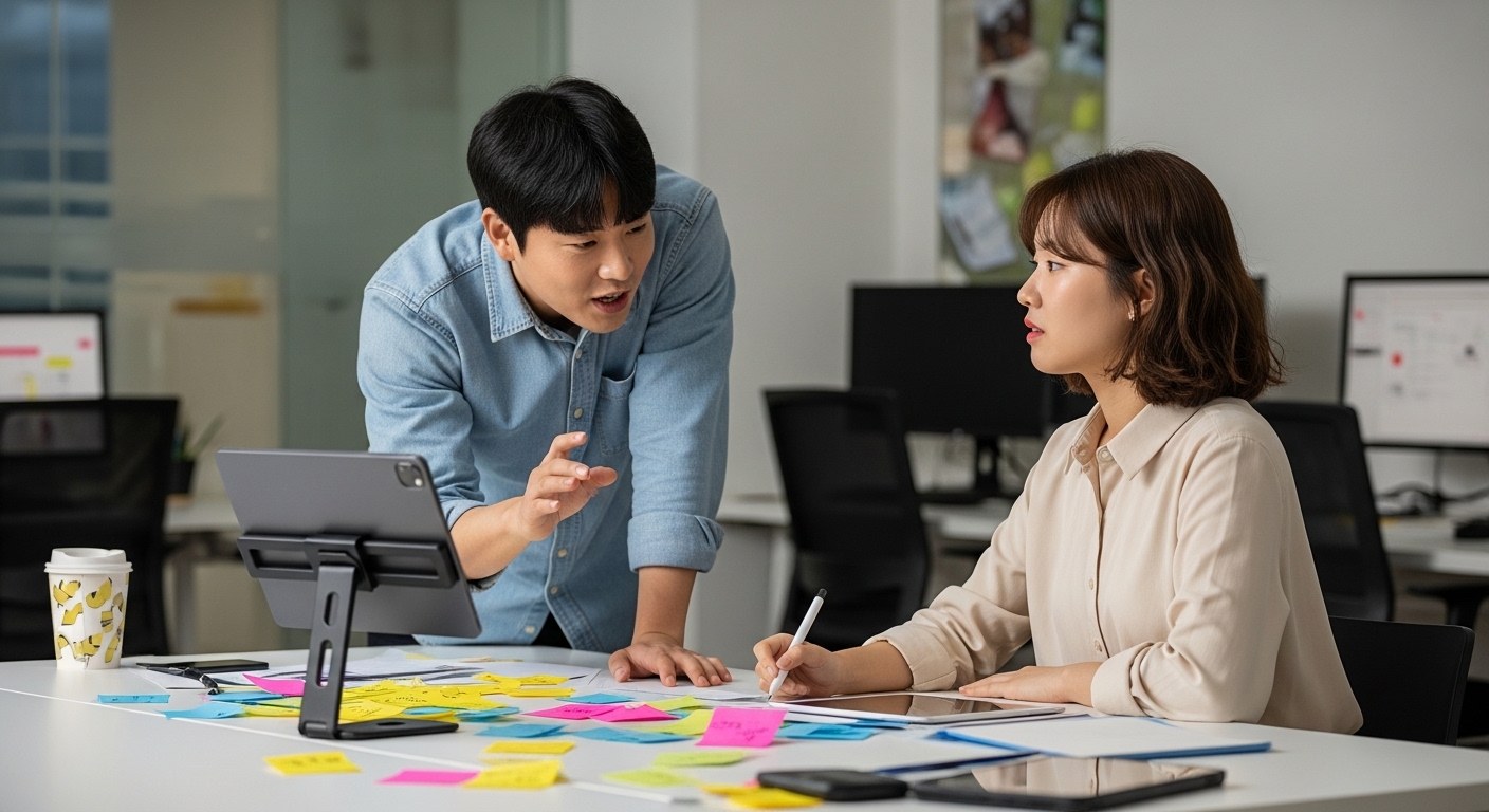 쇼츠 아이디어를 나누는 모습