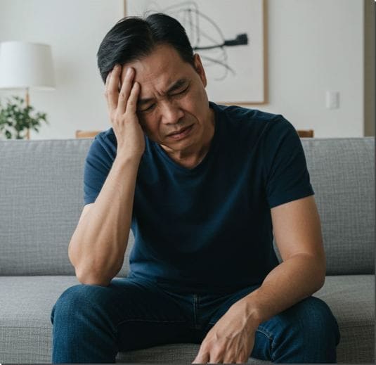 천궁 효능 진통 효과, 두통이 심한 중년 남성 사진