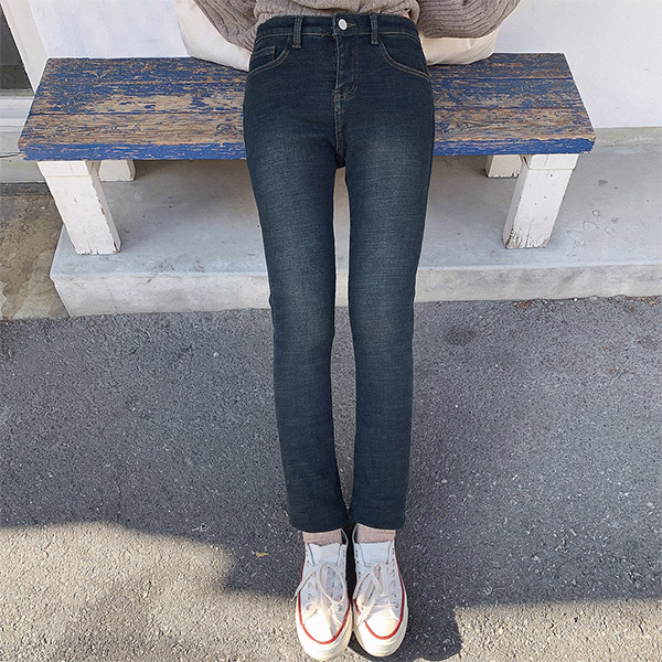 오키진 여성용 제스퍼 융털 청바지 M 블루