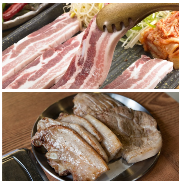 생삼겹살-구운고기