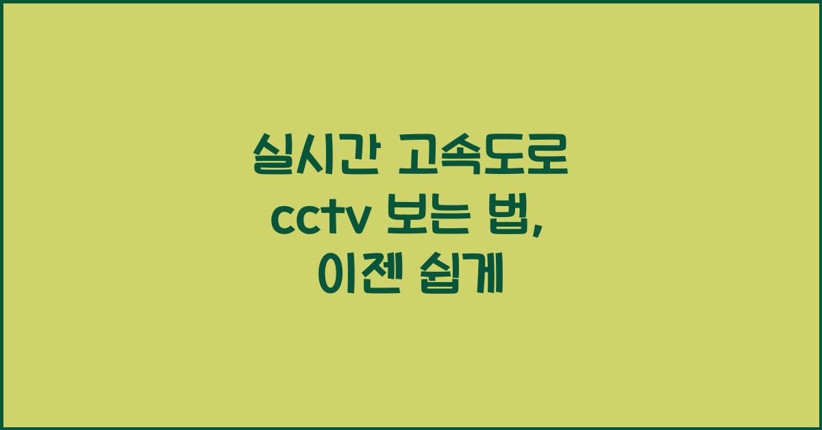 실시간 고속도로 cctv 보는 법