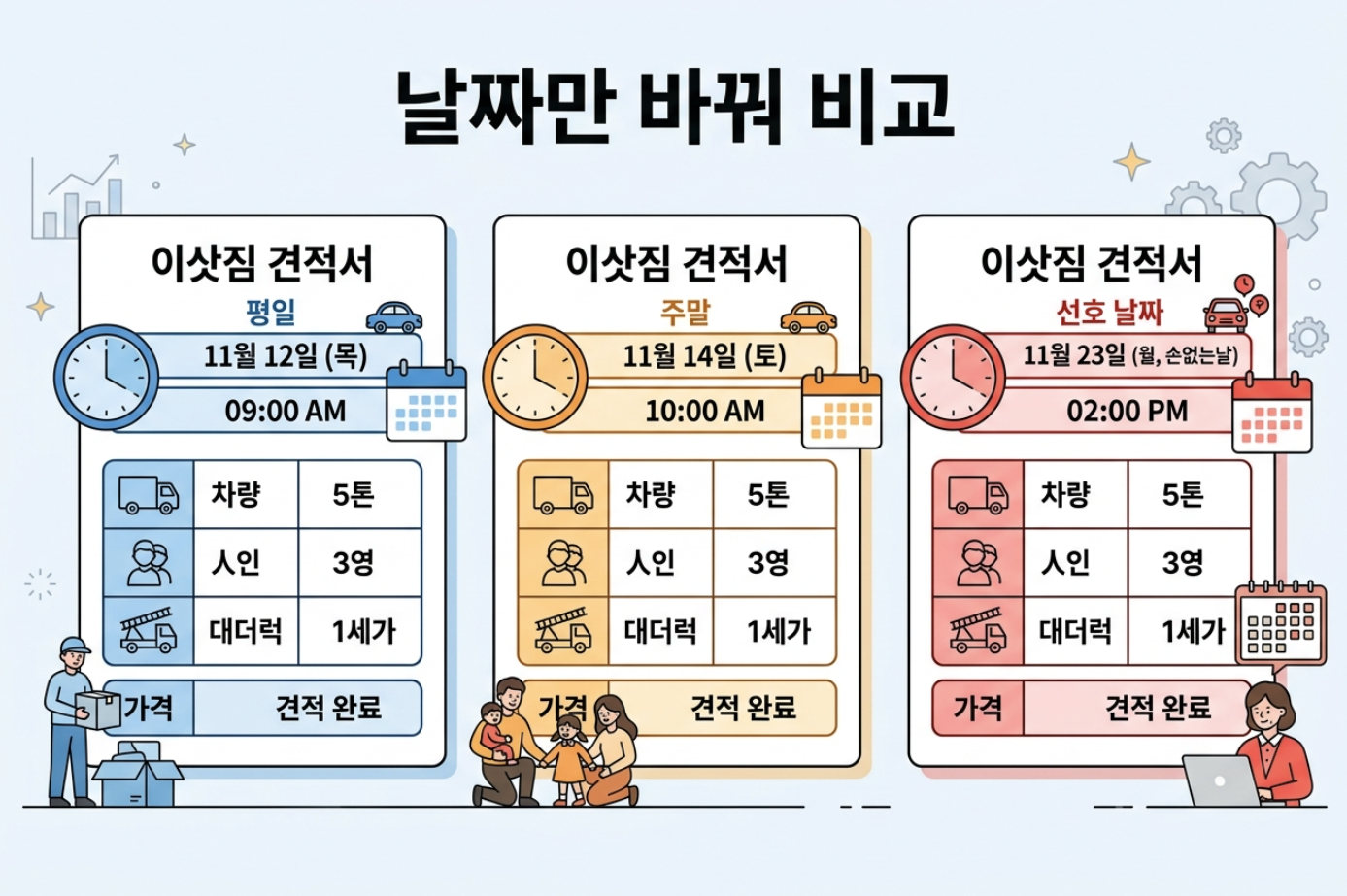 가을 이사 견적을 평일 주말 손없는날 같은 조건으로 비교하는 체크리스트