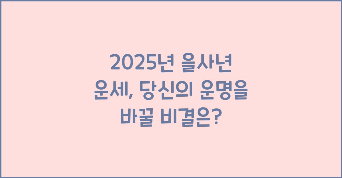 2025년 을사년 운세