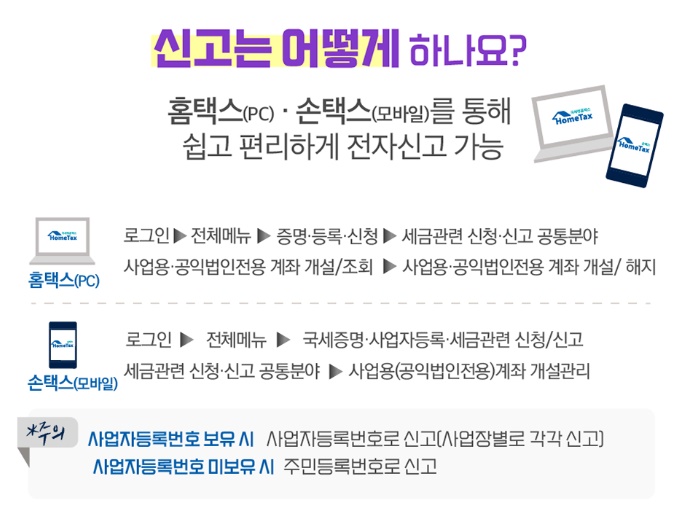 사업용계좌 신고방법