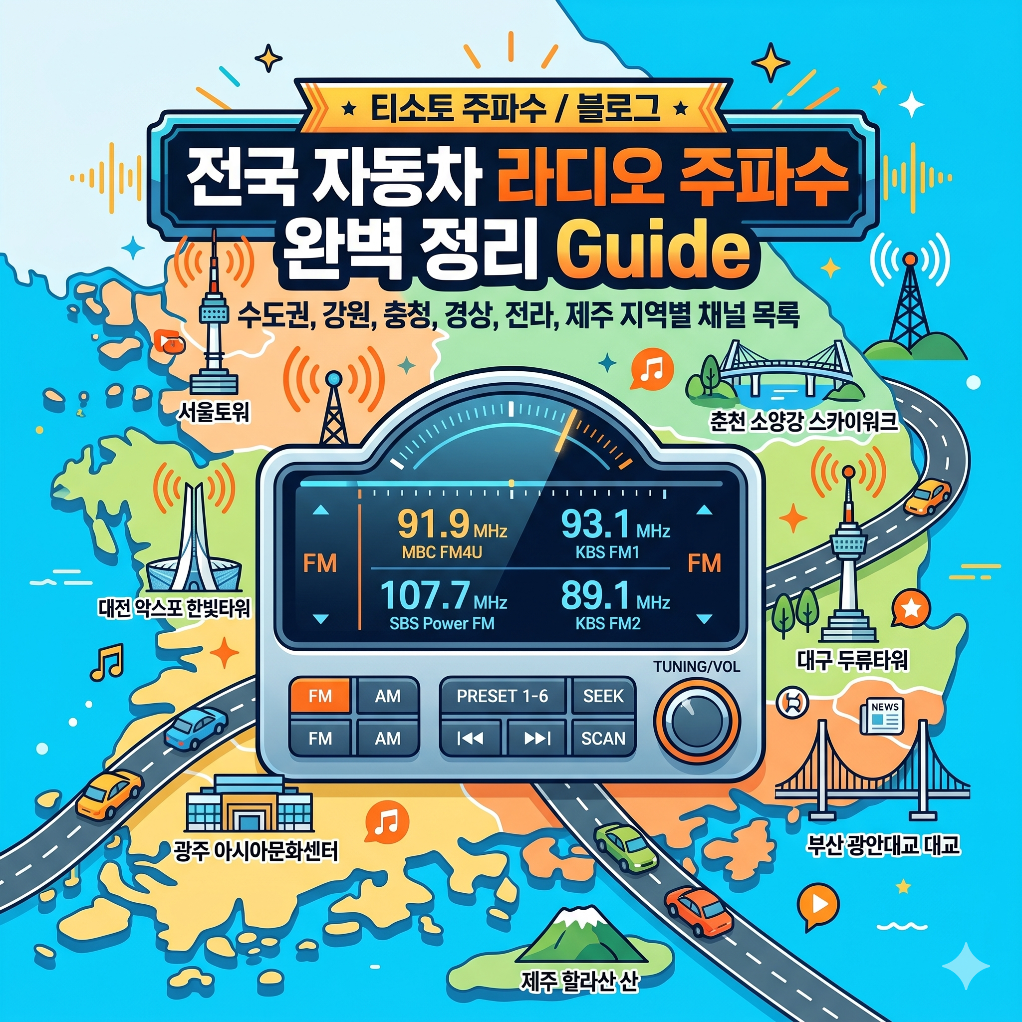 전국 자동차 라디오 주파수 완벽 정리 가이드