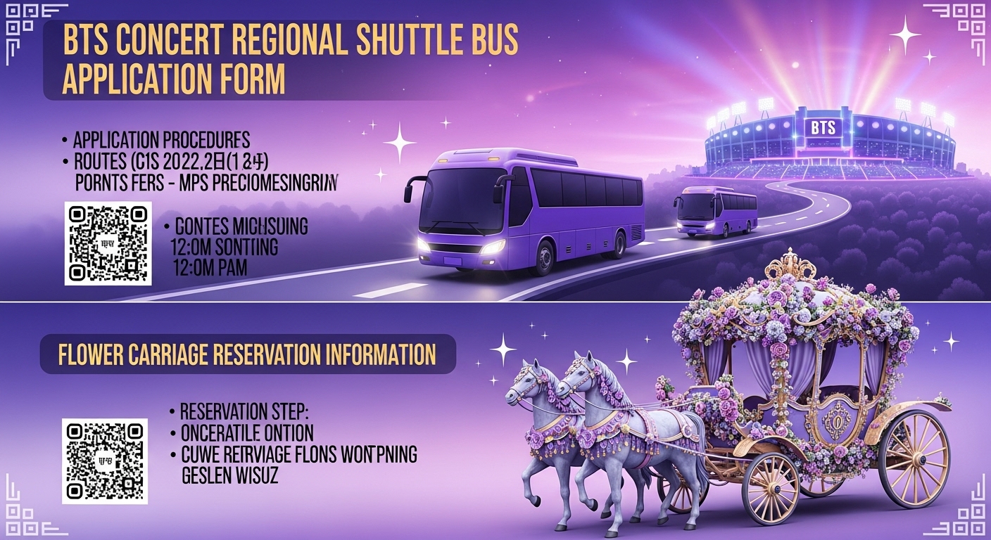 방탄소년단 콘서트 지역별 셔틀버스 신청 폼 및 꽃가마 예약 정보