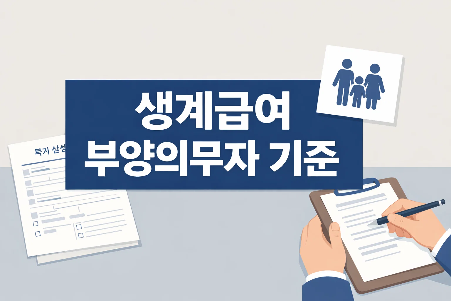 생계급여 부양의무자 기준이 아직 적용되는지 전체 판단 흐름과 가족이 있어도 바로 포기하면 안 되는 이유를 보여주는 썸네일 이미지
