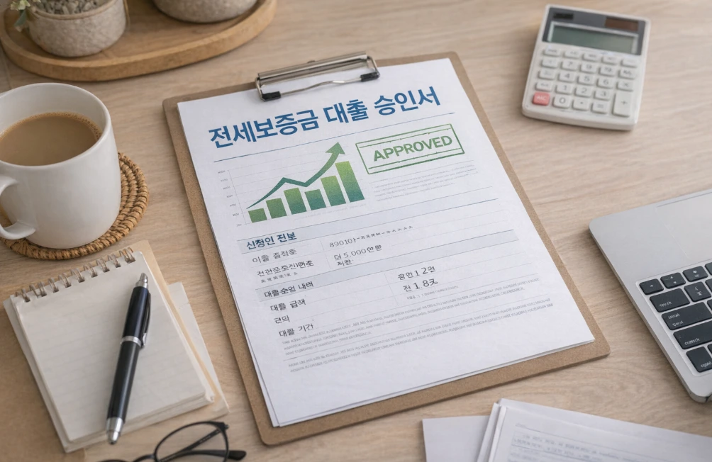 2026 신혼부부 전세자금대출 신청을 위한 필수 서류들이 깔끔하게 정돈된 모습