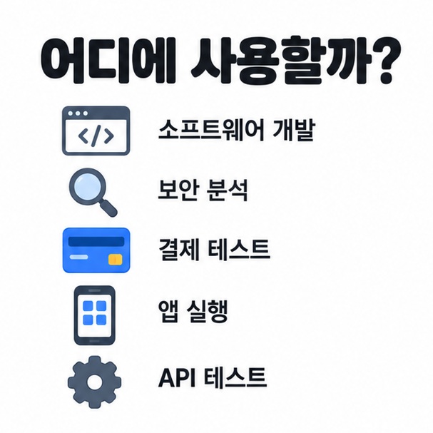 소프트웨어 개발 보안 분석 결제 테스트 앱 실행 API 테스트에 샌드박스를 사용하는 예를 보여주는 이미지