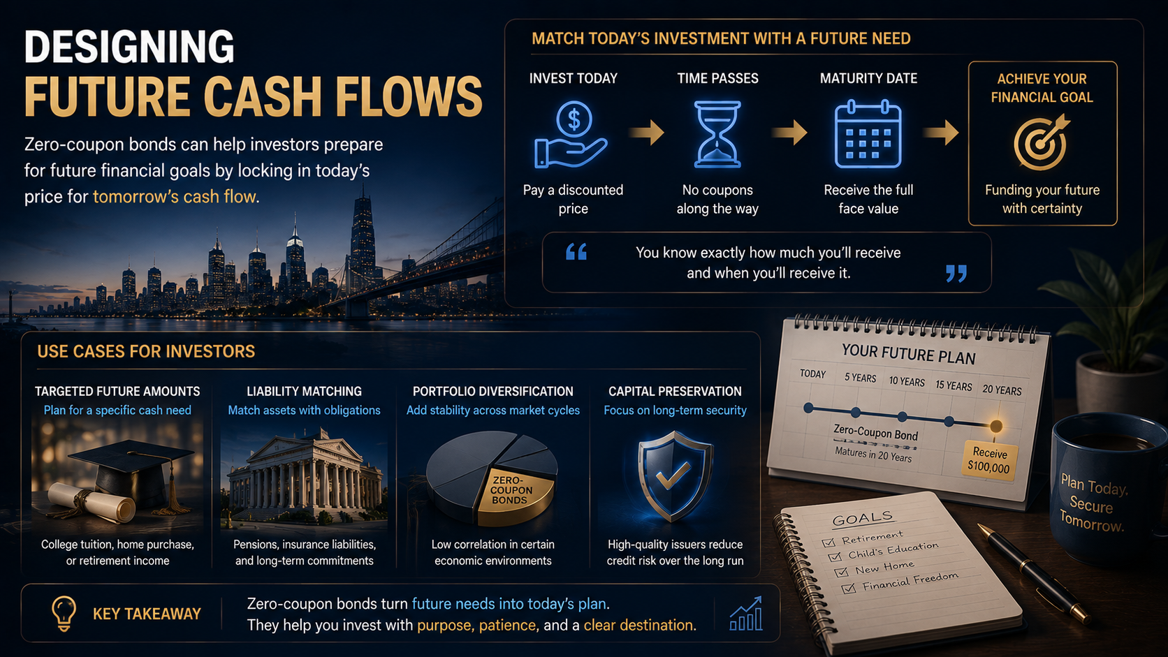 Using zero-coupon bonds to design future cash flows and match long-term financial goals