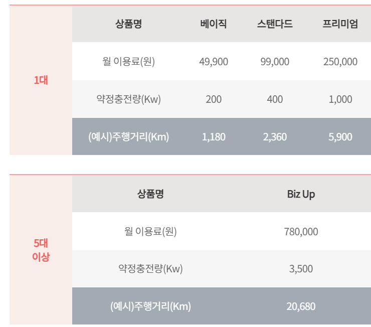 렌터카 비용 및 장기대여