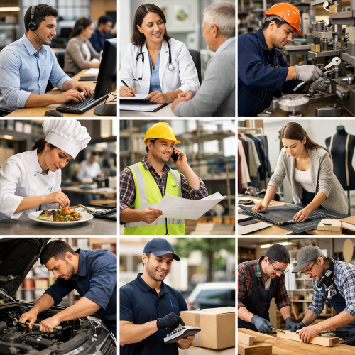 다양하게 일하는 사람들의 모습