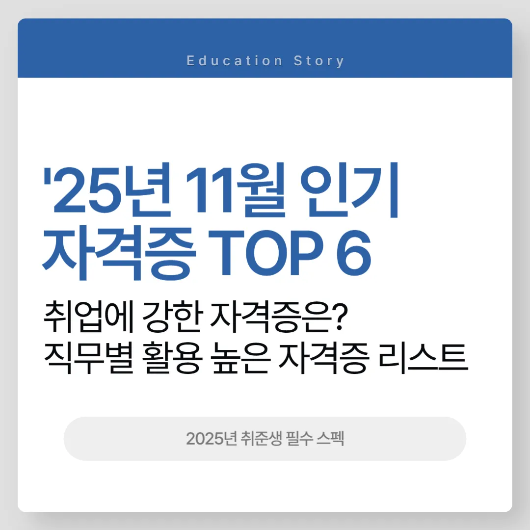 2025년 11월 인기 자격증 TOP 6