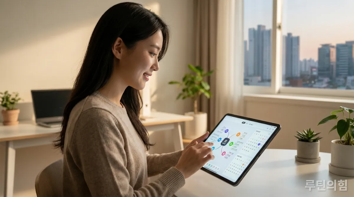 스마트폰 앱으로 할 일 목록과 일정을 관리하는 한국인