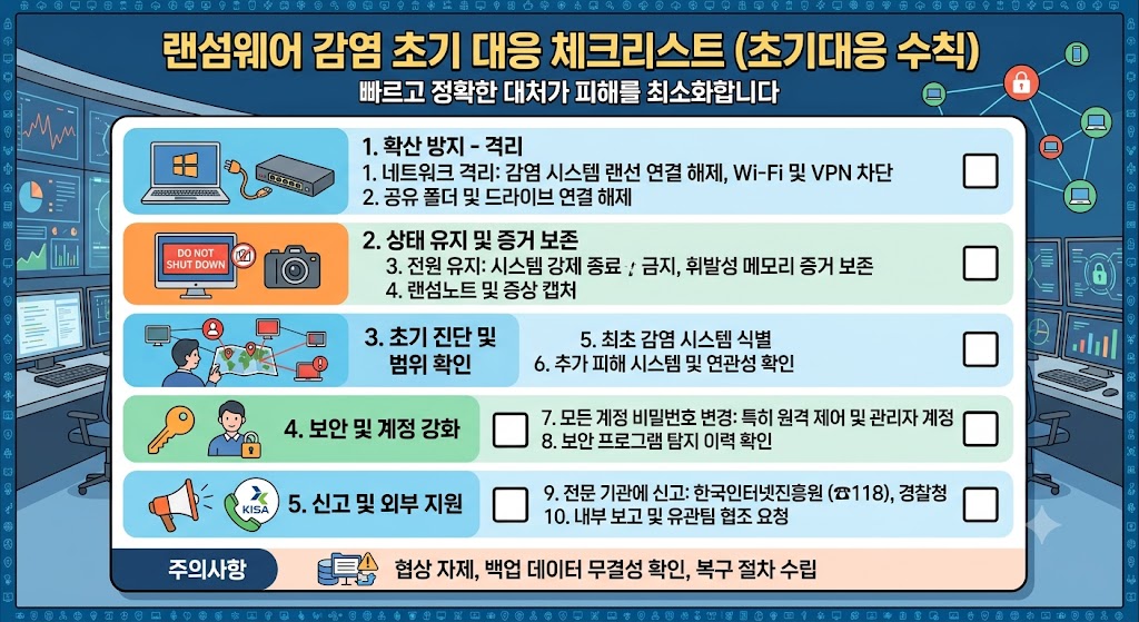 랜섬웨어 감염 초기 대응 체크리스트