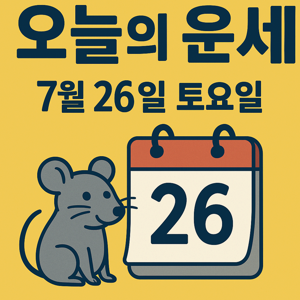2025년 7월 26일 오늘의 띠별 연도별 운세 (토요일 기준)