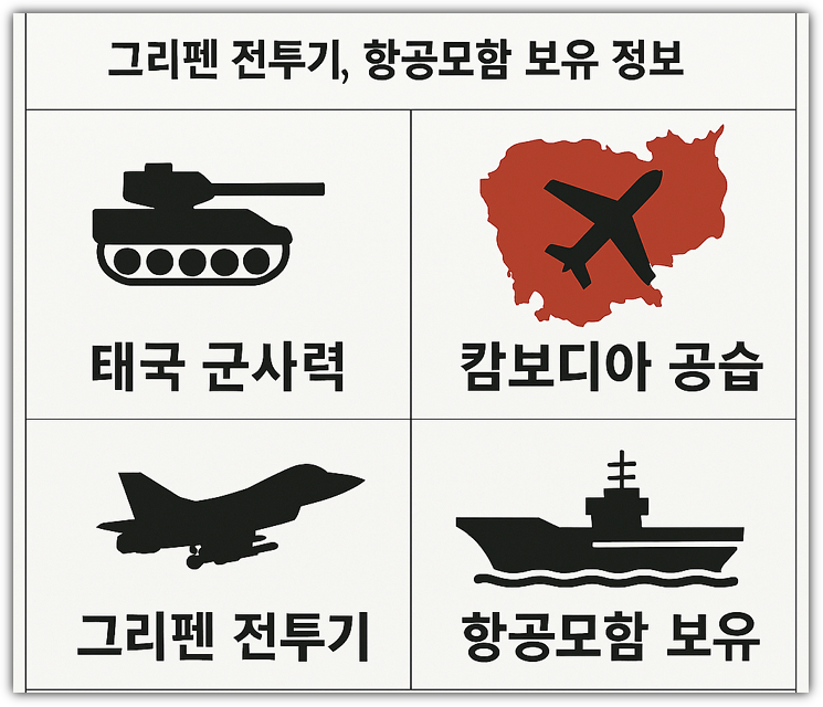 태국 군사력과 캄보디아 공습, 그리펜 전투기, 항공모함 보유 정보
