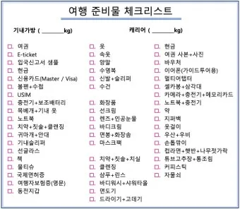 해외 여행 준비물 체크리스트 완벽정리_7