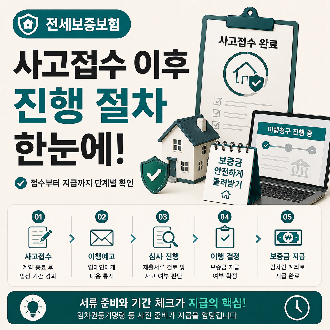 전세보증보험 사고접수 이후 절차를 확인하는 이미지